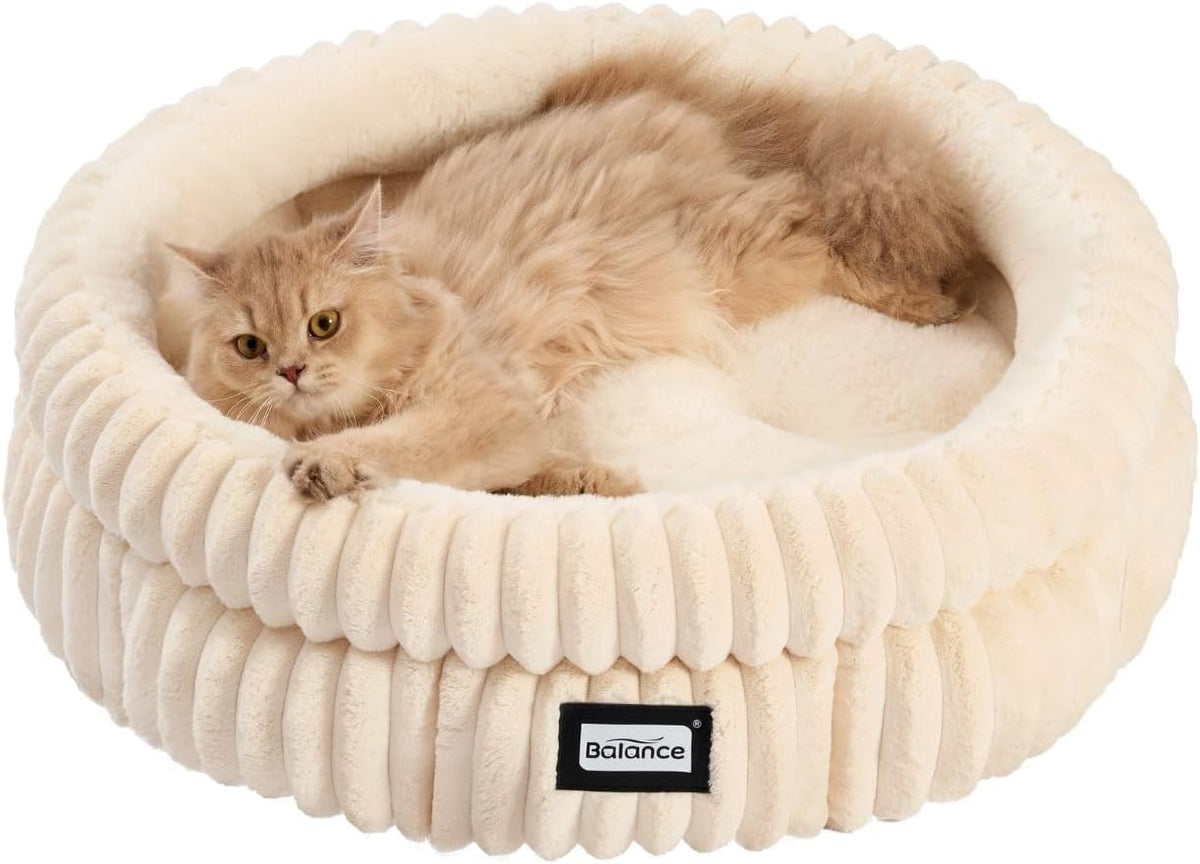 BALANCE Cat Bed Kitten Bed, Washable Round Cat Beds for Indoor Cats, Super Soft Plush Faux Fur Pet Bed for Puppy and Kitten with Anti-Slip Bottom - Image 12