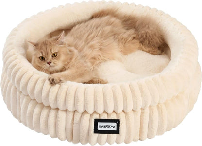 BALANCE Cat Bed Kitten Bed, Washable Round Cat Beds for Indoor Cats, Super Soft Plush Faux Fur Pet Bed for Puppy and Kitten with Anti-Slip Bottom - Image 12