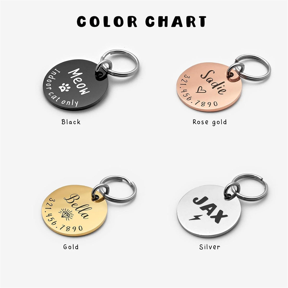 Personalized Lovely Symbols Dog Tags and Cat Custom Engraved Stainless Steel Pet ID Tag (X-Small, Rose Gold) - Image 9