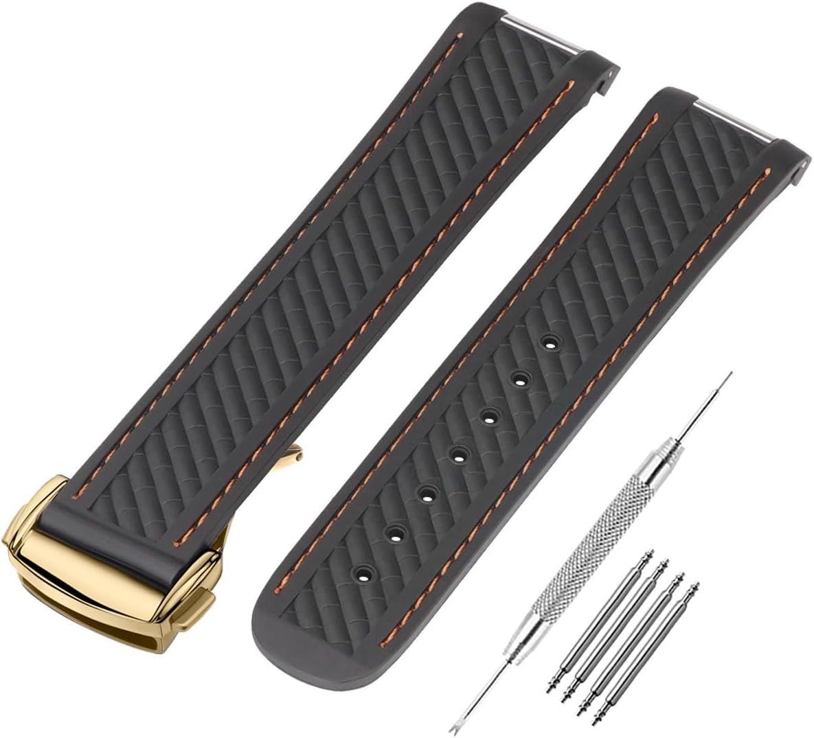 Watch Band Compatible with Omega Seamaster 300 AT150 Aqua Terra 8900 Curved End Steel Buckle, Soft Silicone Rubber Replacement Wrist Strap for Omega Seamaster Series Watch Straps - Image 12