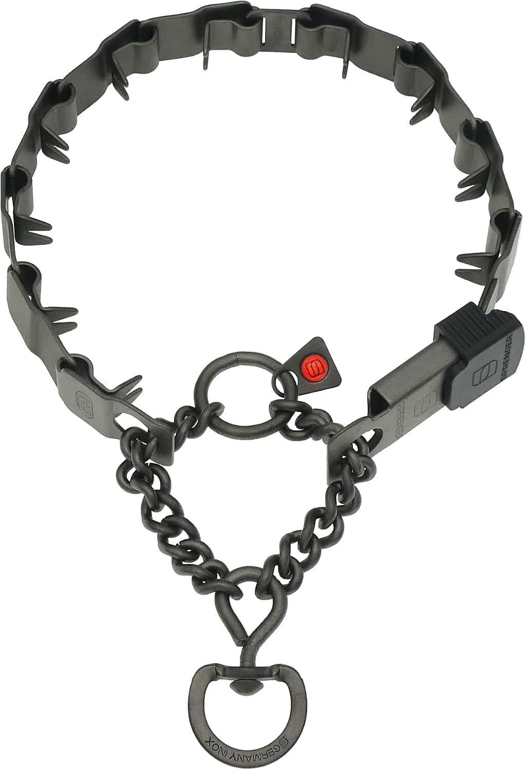 German engineered discreet dog training collar flat links detail view