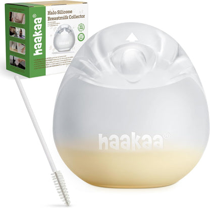 Haakaa Halo Silicone Breast Milk Collector front view of the wearable hands free shell pump
