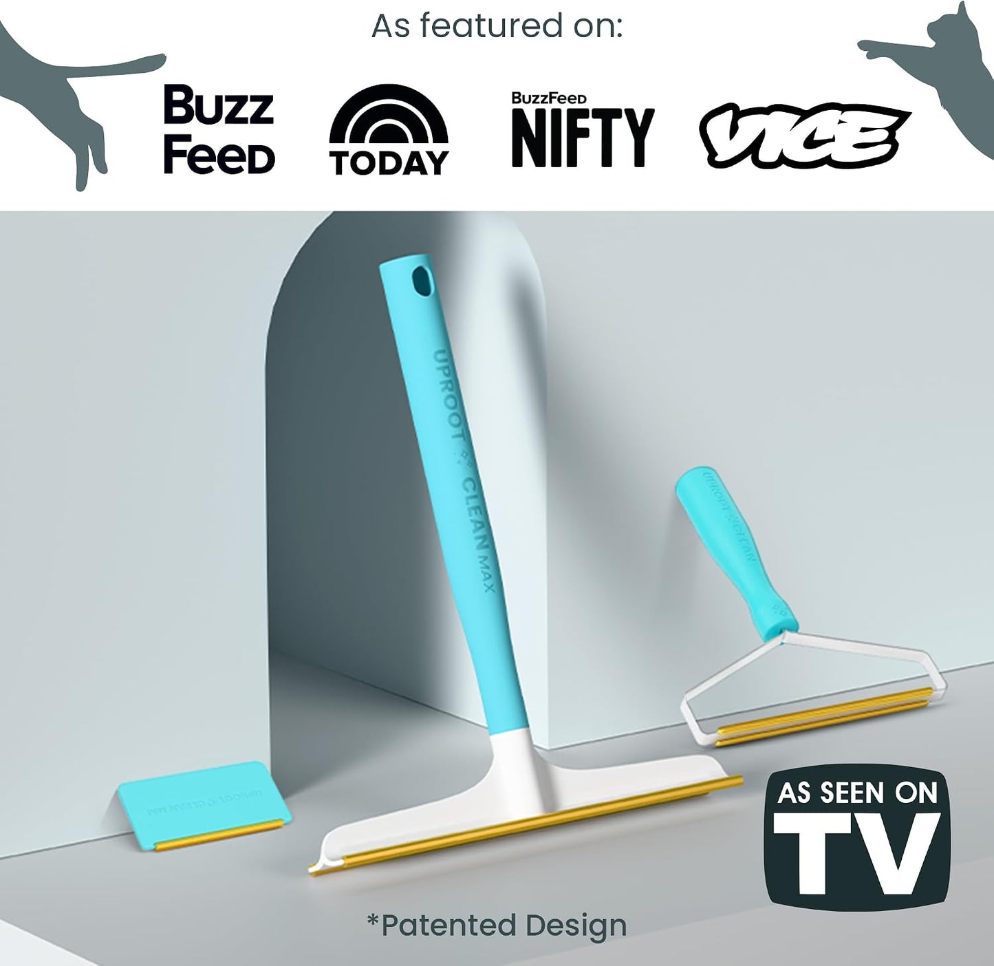 Uproot Clean tool removing cat fur from a pet tower