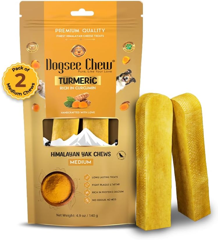 Dogsee Himalayan Yak Cheese Chews with Turmeric 2lb (Medium -12 Pack) 60% Protein Long-Lasting Natural Treats for Dogs Anti-Inflammatory Odorless & Helps with Teeth Cleaning - Image 10