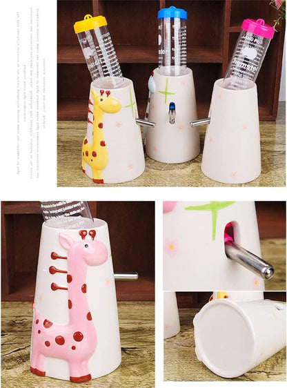 Hamster Water Bottle Small Animal Standing Water Dispenser Ceramic Base Cage Hanging Water Feeding Bottles Auto Dispenser for Hamster Guinea Pig Squirrel Rabbit Hedgehog (Pink) - Image 7