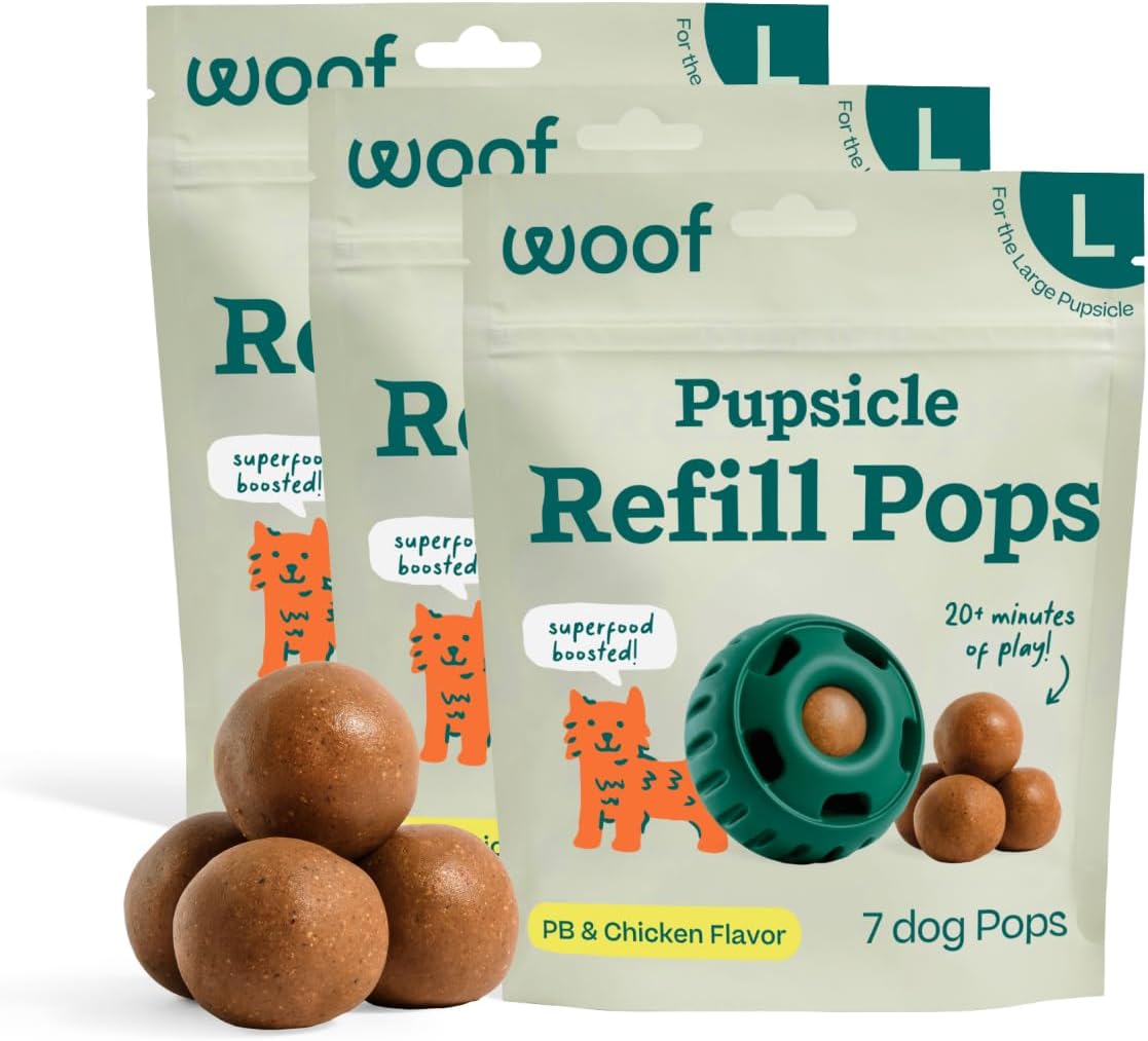 WOOF Pupsicle Refill Pops - Low-Mess Dog Snacks - with Peanut Butter and Beef - Dog Treats - Long Lasting - Large Pops - 7 Count - Image 14