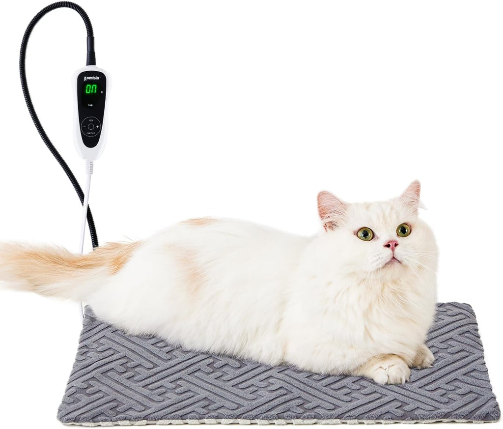 ZOMISIA Cat Heating Pad - 11 Adjustable Temperature and 25 Timer Options, Heated Cat Bed Indoor with Chew-Resistant Cord for Small Dogs, 18x18 Inch - Image 11