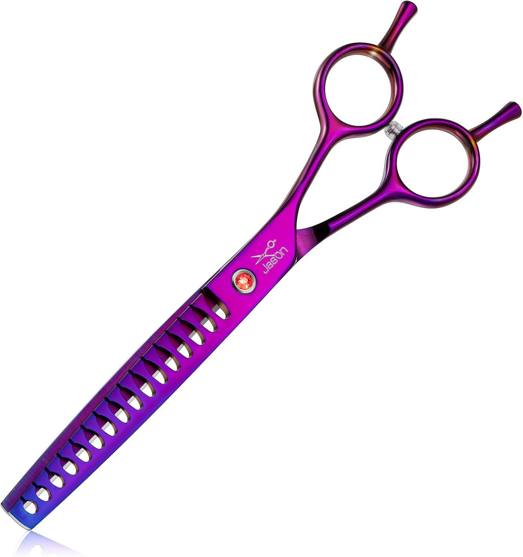 JASON 7" Dog Grooming Scissor - Professional Thinning Shear with 37 Teeth Japanese Stainless Steel Blender Scissors for Dogs, Cats and Other Pets (Thinning, Black) Christmas Gift - Image 11