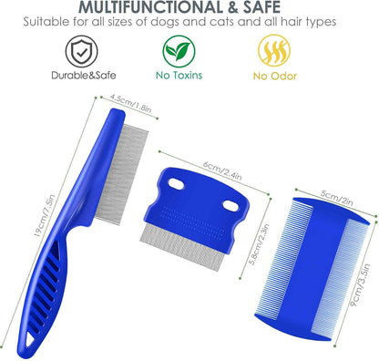 Brillirare pet tear stain remover combs close up highlighting the premium stainless steel rounded teeth.