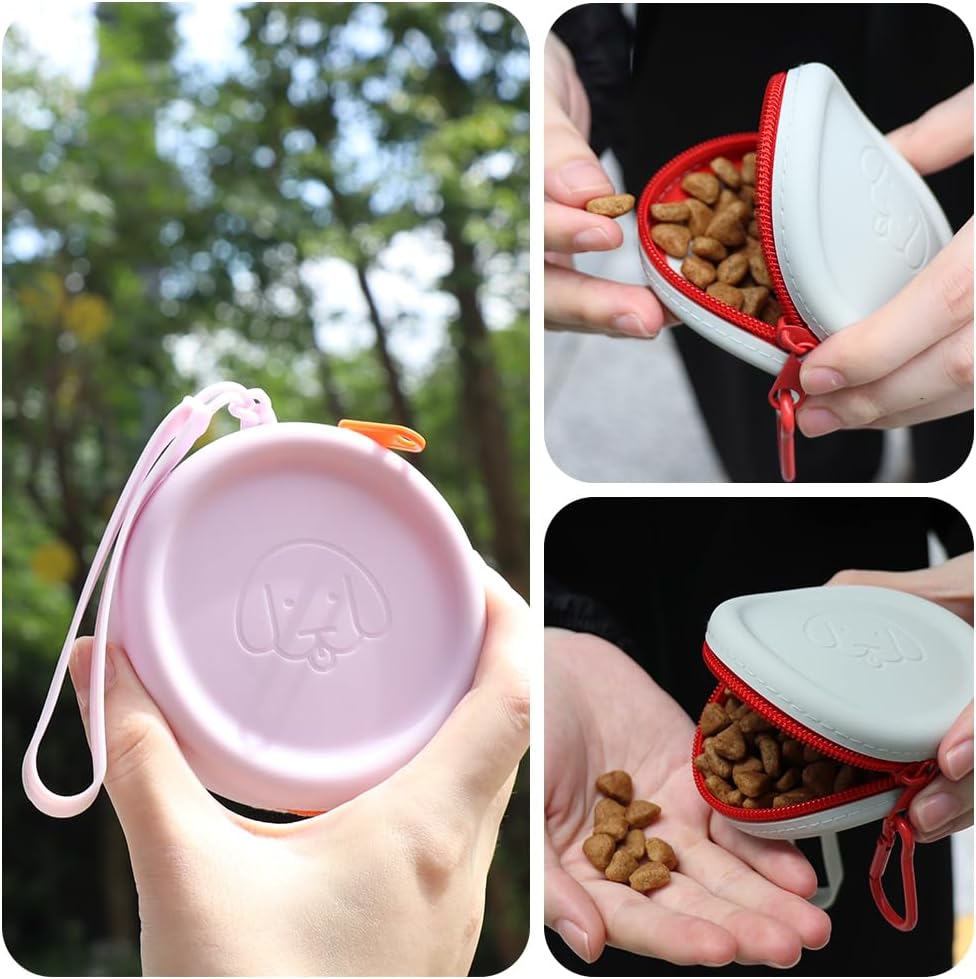 Sky blue premium imported dog treat storage bag with training clicker set