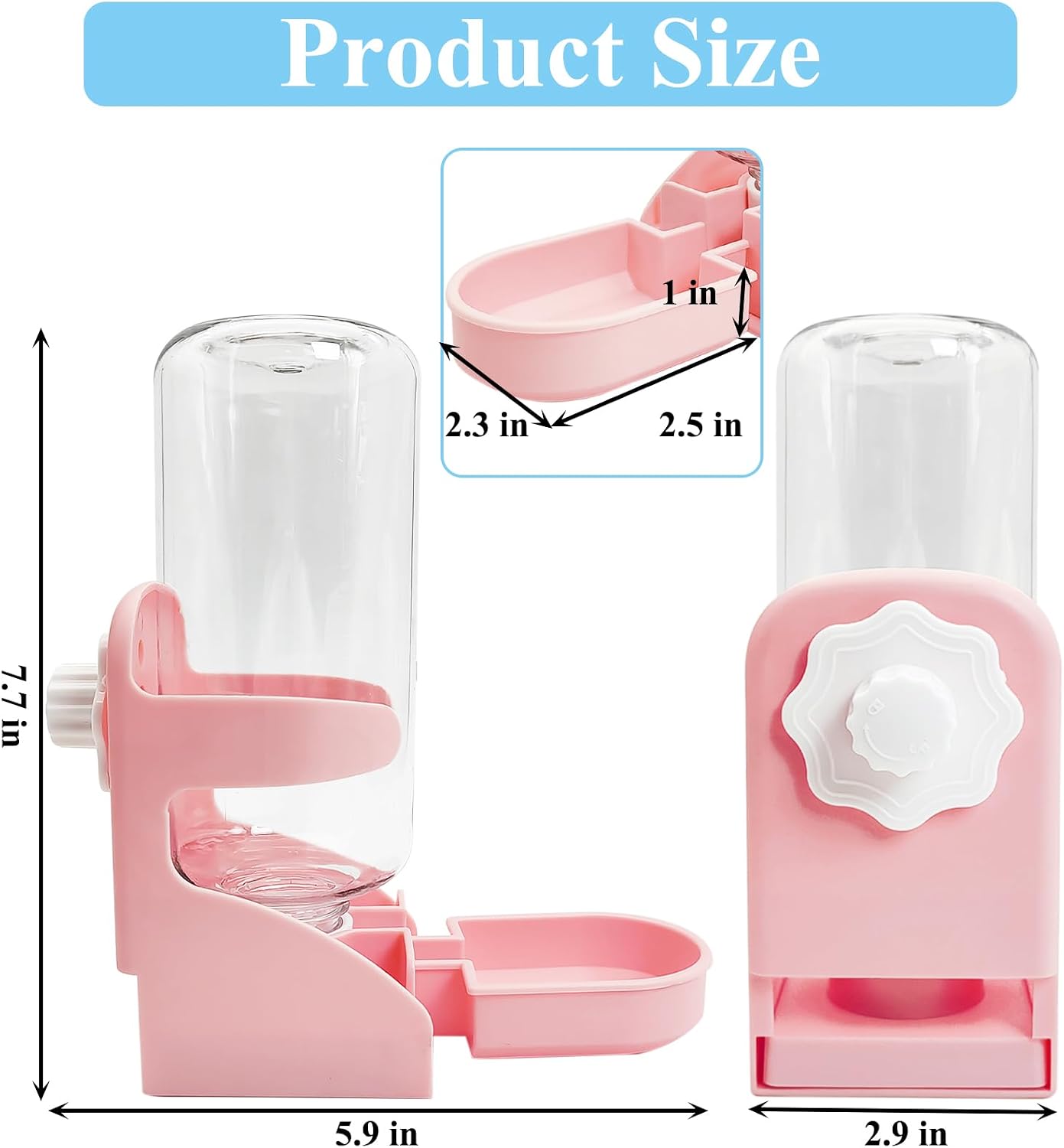 kathson Rabbit Water Dispenser for Cage 17 Oz Hanging Guinea Pig Water Bottle No Drip Gravity Automatic Bunny Water Bottle No Leak Small Animal Water Bottle for Chinchilla Ferret HamsterPink - Image 2