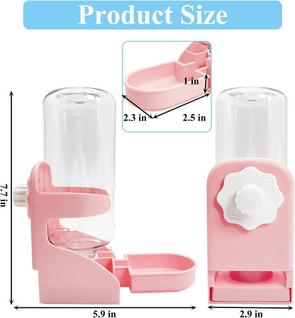 kathson Rabbit Water Dispenser for Cage 17 Oz Hanging Guinea Pig Water Bottle No Drip Gravity Automatic Bunny Water Bottle No Leak Small Animal Water Bottle for Chinchilla Ferret HamsterPink - Image 2