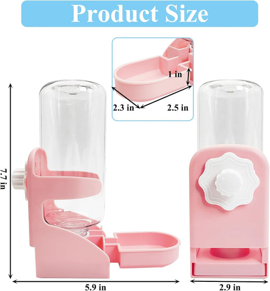 kathson Rabbit Water Dispenser for Cage 17 Oz Hanging Guinea Pig Water Bottle No Drip Gravity Automatic Bunny Water Bottle No Leak Small Animal Water Bottle for Chinchilla Ferret HamsterPink - Image 2