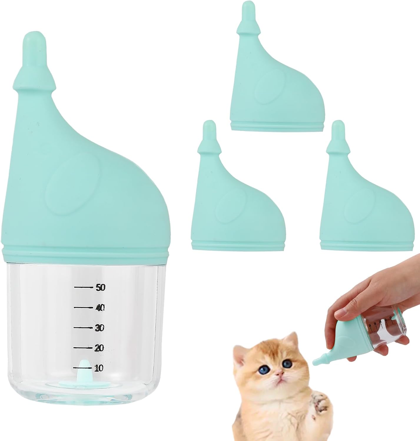 Kitten Bottle Feeding Kit for Nursing, Milk Bottles for Feeding Newborn Puppies,Anti-chocking Design with 3pcs Replaceable Nipples, Cute Elephant Shape for Nursing Small Animals Pets (Blue, 20ML) - Image 10