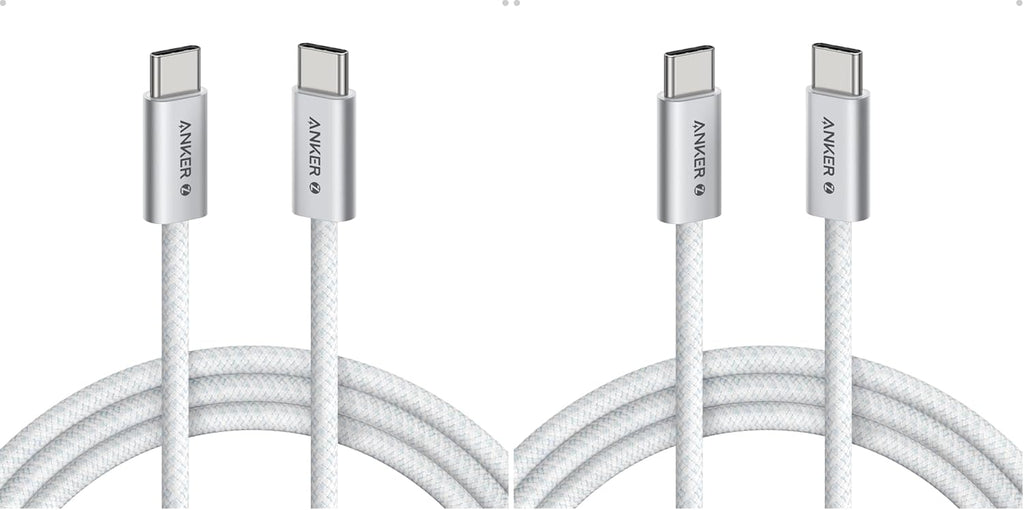 Anker 6 feet long Type C to Type C cable fully uncoiled to display its length.