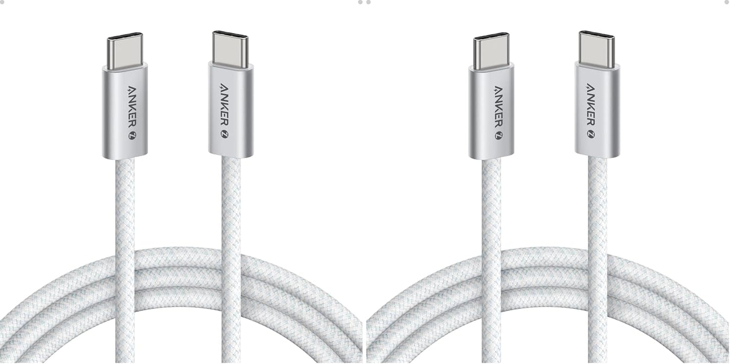 Anker 6 feet long Type C to Type C cable fully uncoiled to display its length.