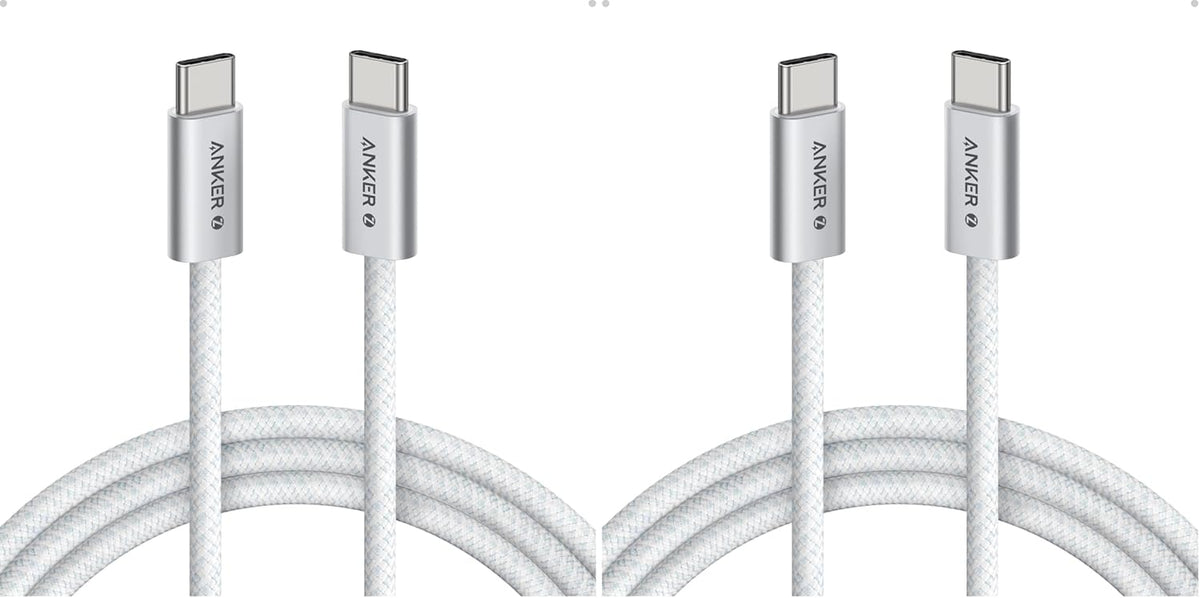 Anker 6 feet long Type C to Type C cable fully uncoiled to display its length.