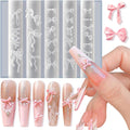 WENEWFINE bowknot silicone nail molds front view displaying multiple 3D ribbon bow cavities
