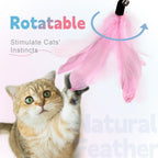 SONGWAY interactive cat feather toys demonstrating the six unique pink interchangeable refills.
