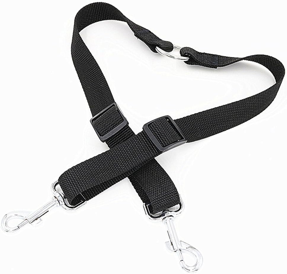 STGOOD heavy duty twin walker trainer leash showcasing the adjustable buckles and secure nickel plated hooks.