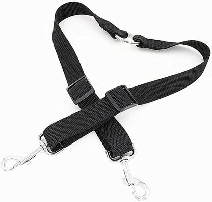 STGOOD heavy duty twin walker trainer leash showcasing the adjustable buckles and secure nickel plated hooks.