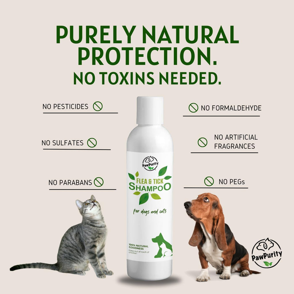 PawPurity herbal citrus scent anti-tick duo highlighting natural ingredients list.
