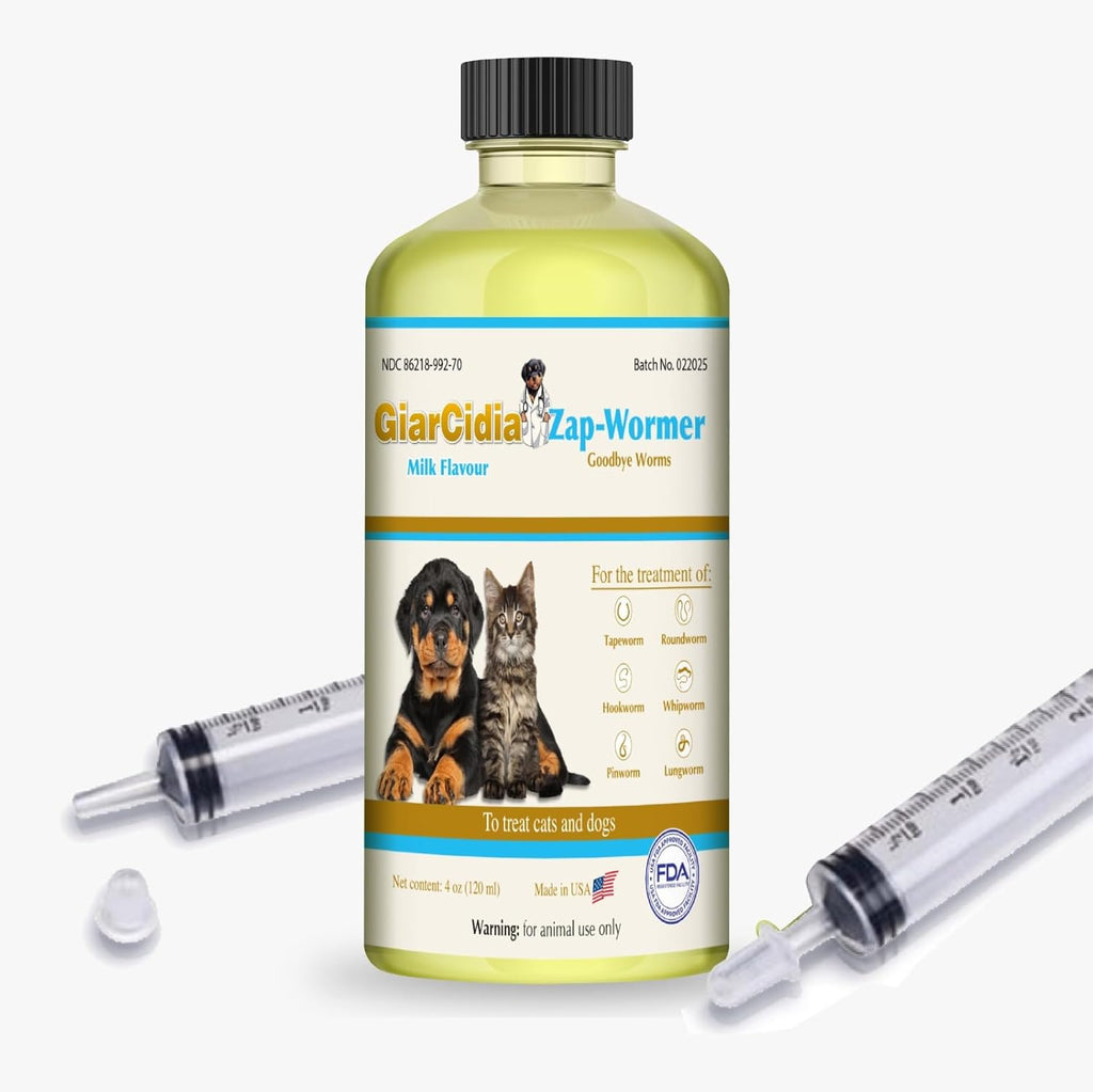 Giarcidia No More Worms pet dewormer liquid milk flavor front view