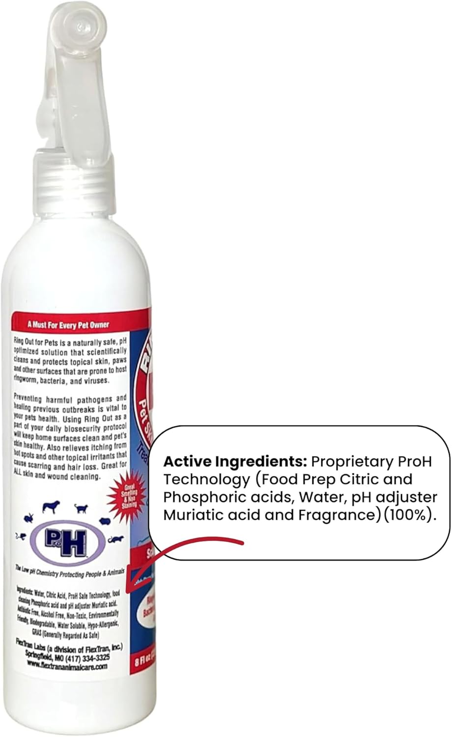 Non-toxic dog and cat skin and paw cleansing spray bottle.