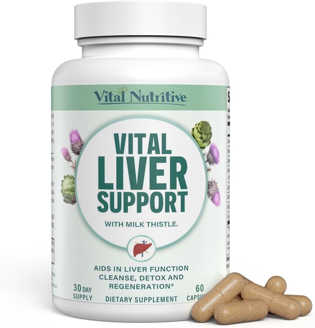 Vital Nutritive Liver Support bottle front view showing the organic milk thistle health supplement