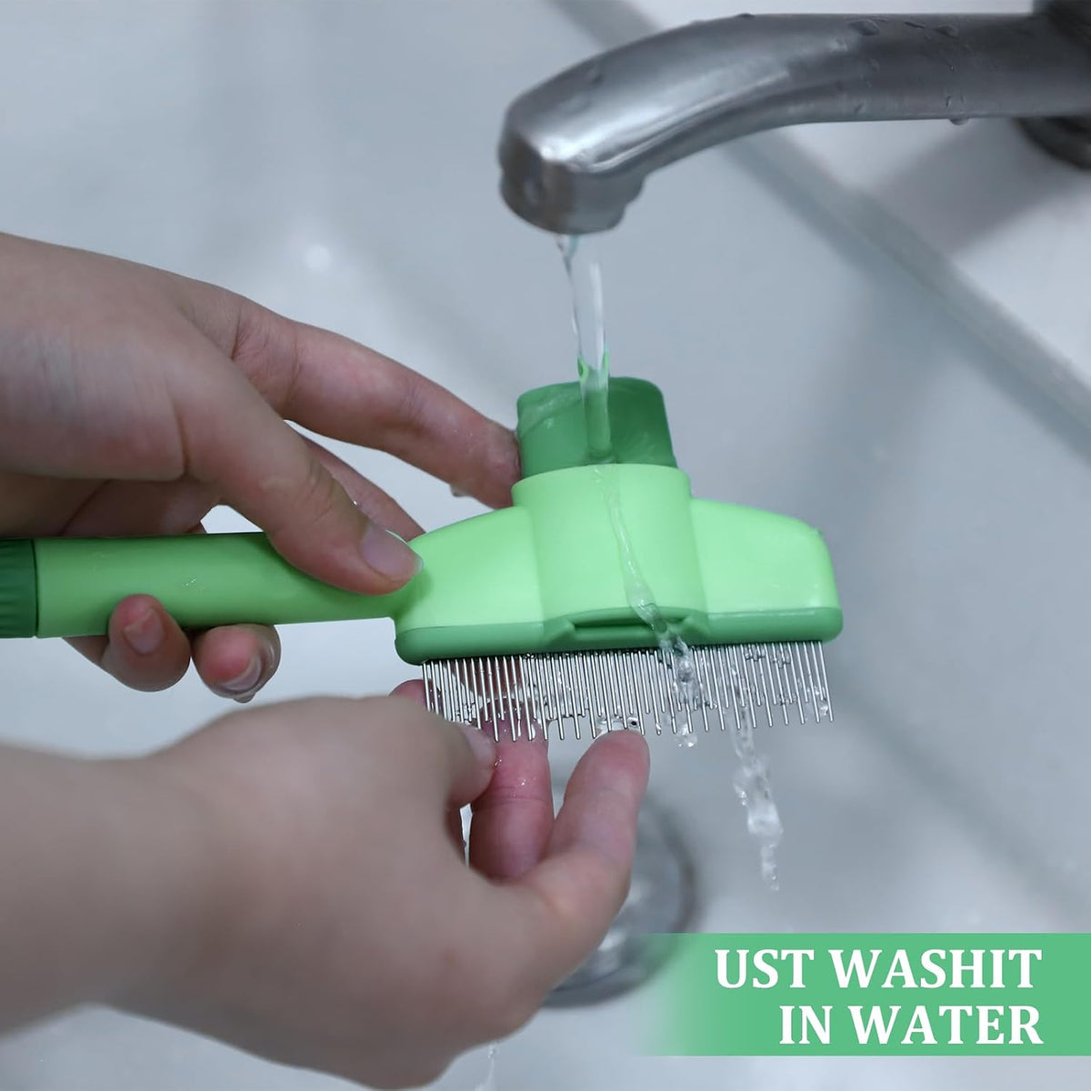 Grooming tool being used on a Persian cat to gently detangle mats and knots.