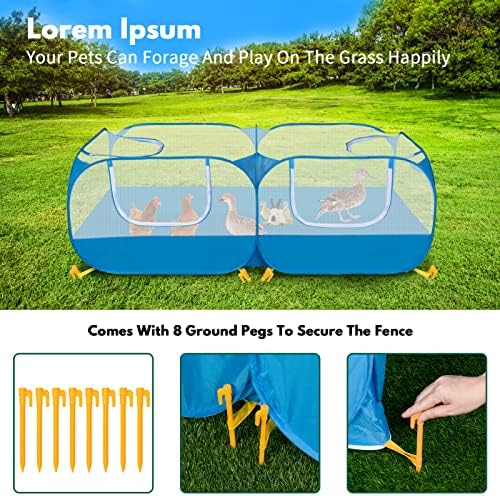 Small Animals Playpen with Detachable Bottom, Breathable Mesh Walls, Portable Indoor/Outdoor Pet Cage Tent for Rabbits, Puppies, Kittens, Chicks (Blue) - Image 7