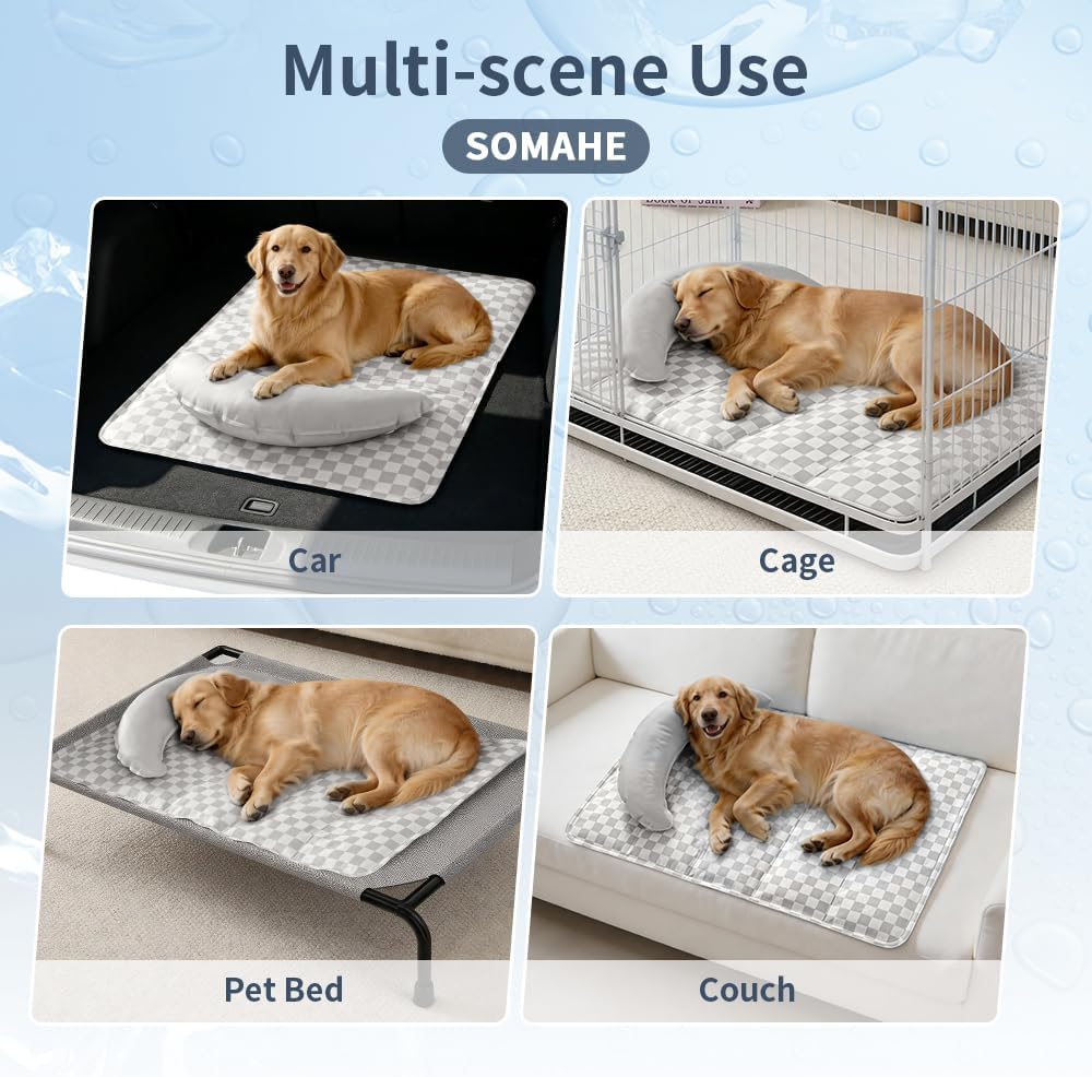 Folded portable dog cooling mat for travel