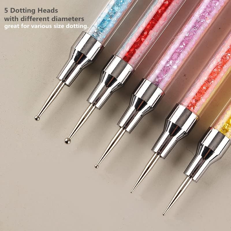 Five different shaped flexible silicone brush tips for gel nail sculpting