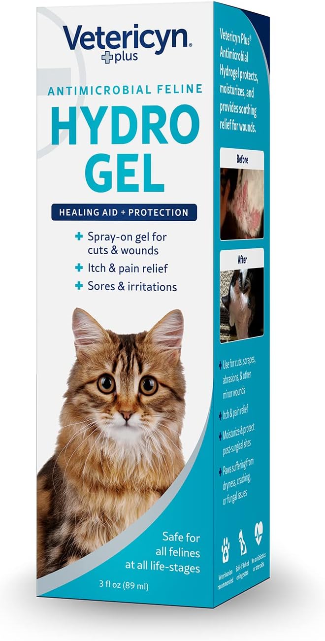 Vetericyn Plus feline wound protectant 3 ounce bottle packaging overview.