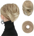 BARSDAR Straight Hair Bun Extension front view showing light ash blonde mix synthetic fibers