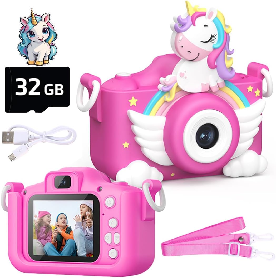 Wembley Kids Unicorn Digital Selfie Camera front view in pink silicone case