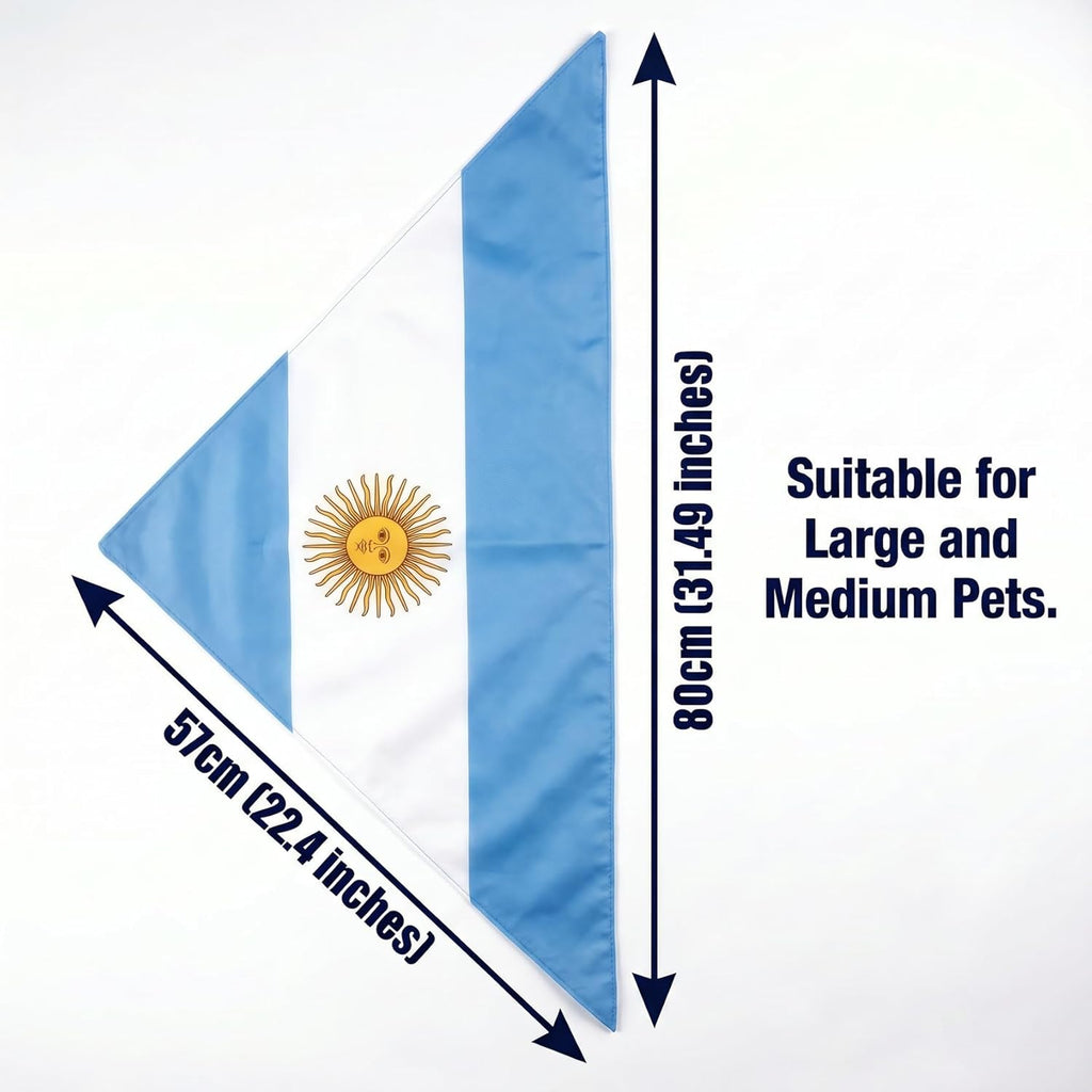 Large dog wearing patriotic Argentina flag triangle bib