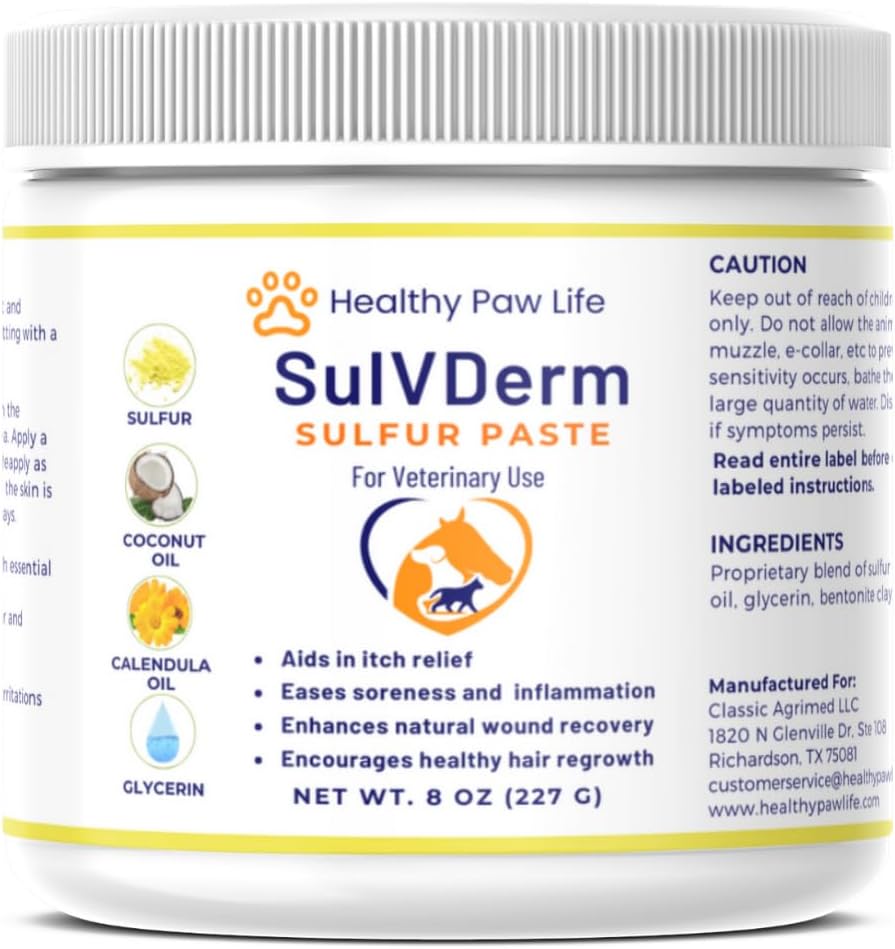 Healthy Paw Life SulVDerm sulfur paste jar front view for pet skincare