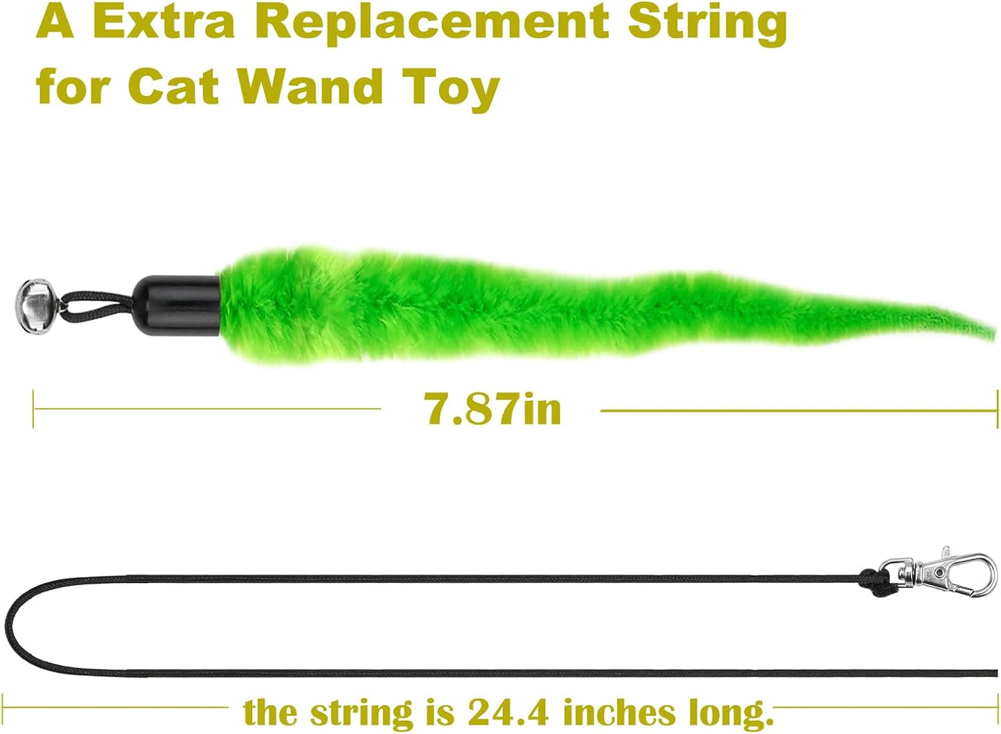 Multi-colored soft squiggly worm cat wand accessories arranged neatly to display color variety.