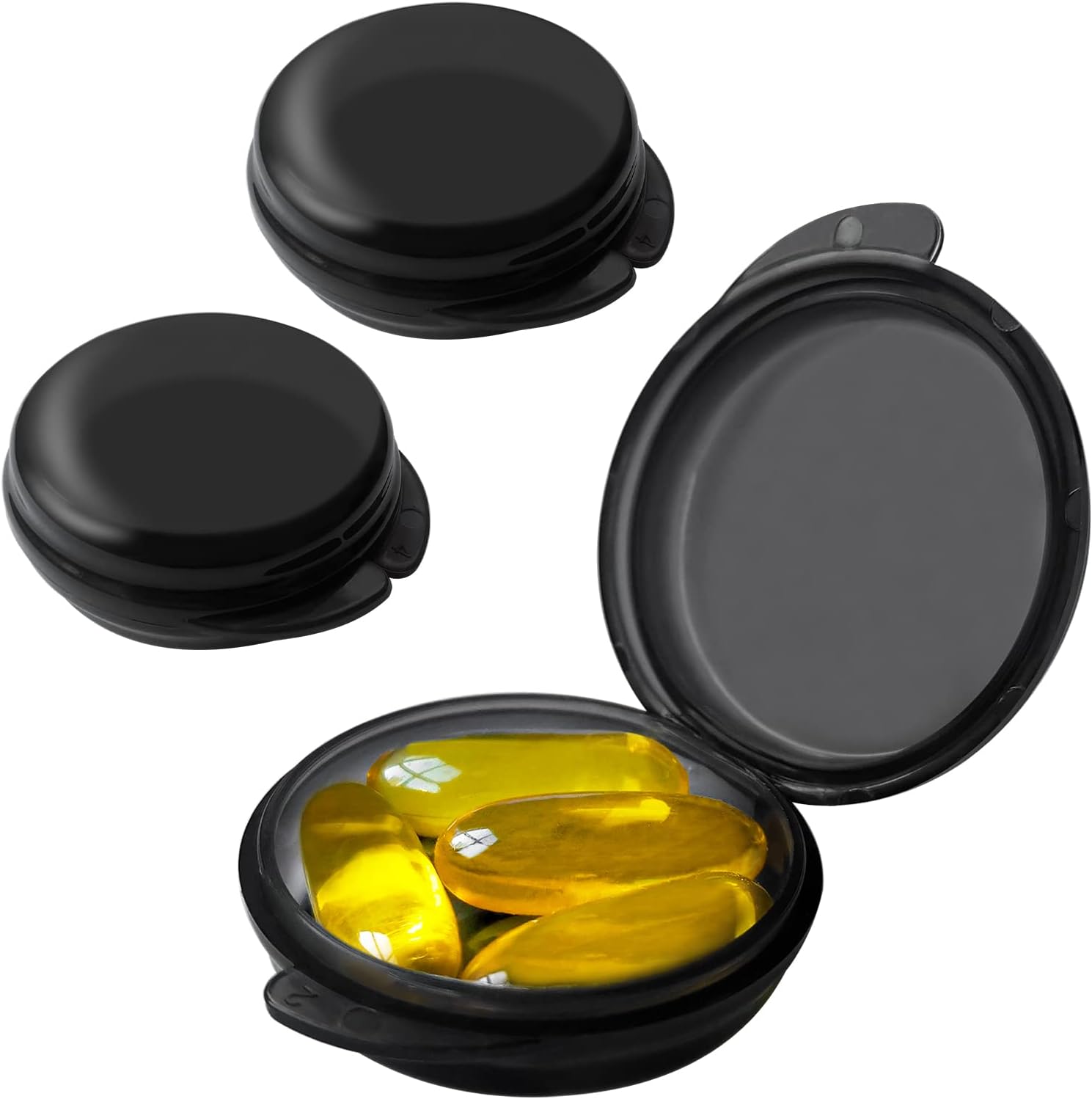 GIIYAA small pocket daily pill box organizer front view in matte black