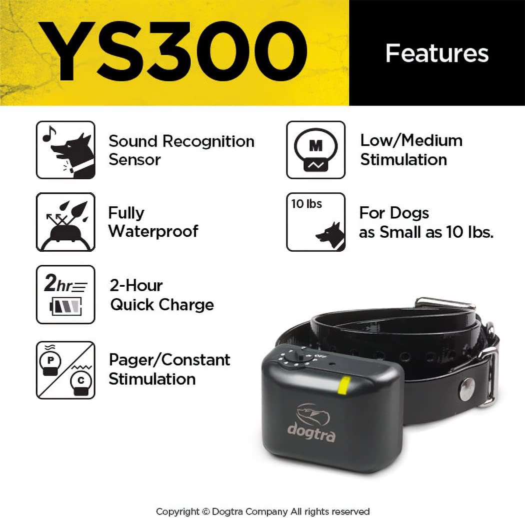 Dogtra YS300 waterproof bark collar side profile