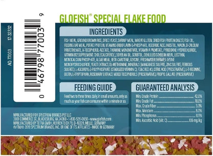 GloFish fish food flakes texture and color blend closeup