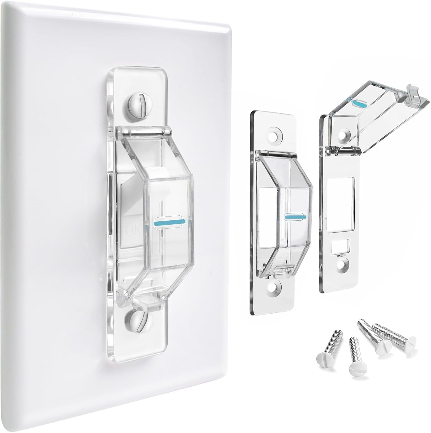 Gebena 2 pack clear light switch guard front view for toggle switches