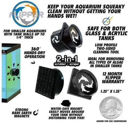 FL!PPER Flipper Pico algae scraper showing the removable blade assembly and scrubbing pad texture.