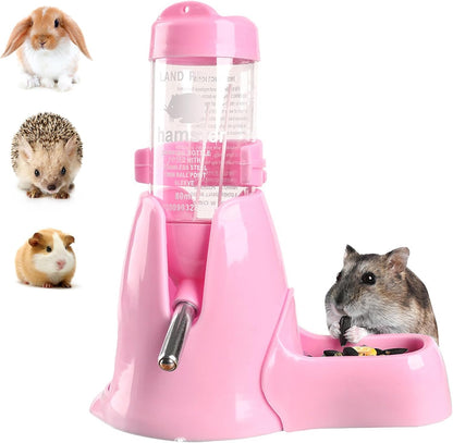 Shudyear 3 in 1 Pet Automatic Water Dispenser PP Water Bottle No Drip Small Pet Water Bottle for Dwarf Hamster Mouse Rat Hedgehog (Pink) - Image 1