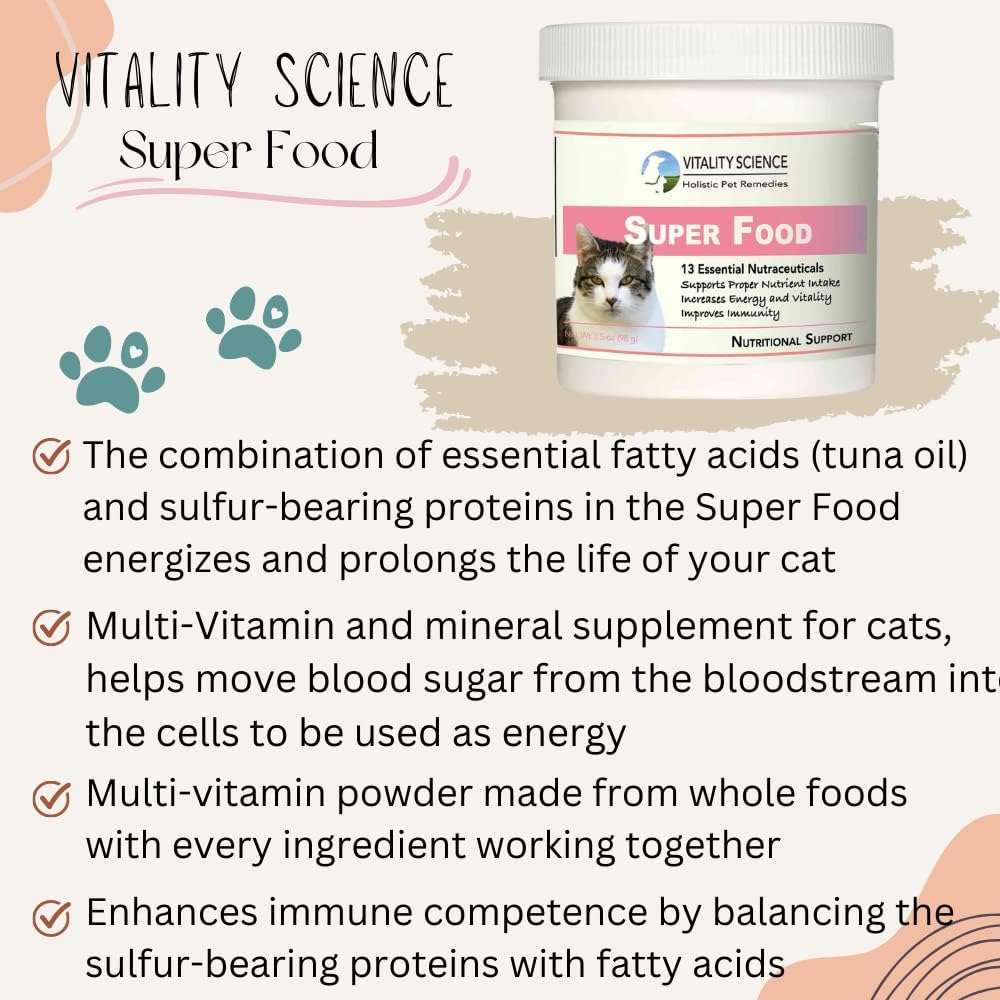 Vitality Science multi vitamin and mineral powder supplement for feline immunity