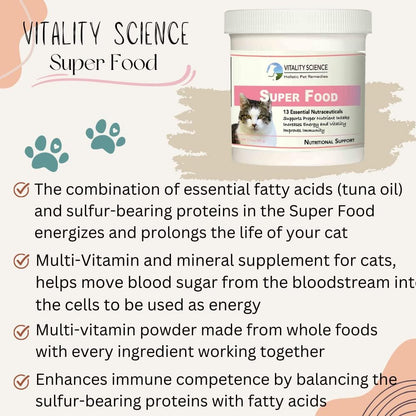 Vitality Science multi vitamin and mineral powder supplement for feline immunity
