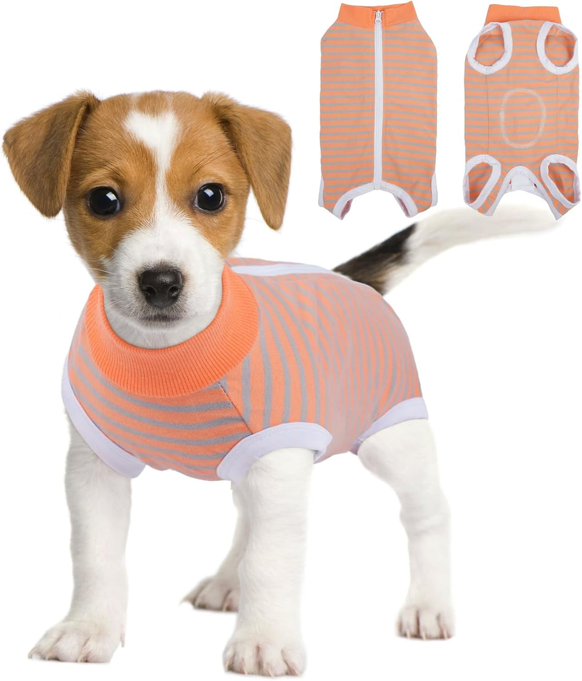 BRKURLEG Small Dog Recovery Suit After Surgery Female Male, Back Zipper Spay Recovery Suit for Dogs & Cats, Anti-Licking Puppy Surgical Onesie for Abdominal Wound, Cone Alternative, Orange M - Image 10