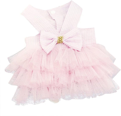 Pet's Cute Halter Bowknot Tutu Dress for Small Dogs Girl Cute Dresses for Tiny Puppy Female Clothes Blue XS - Image 14