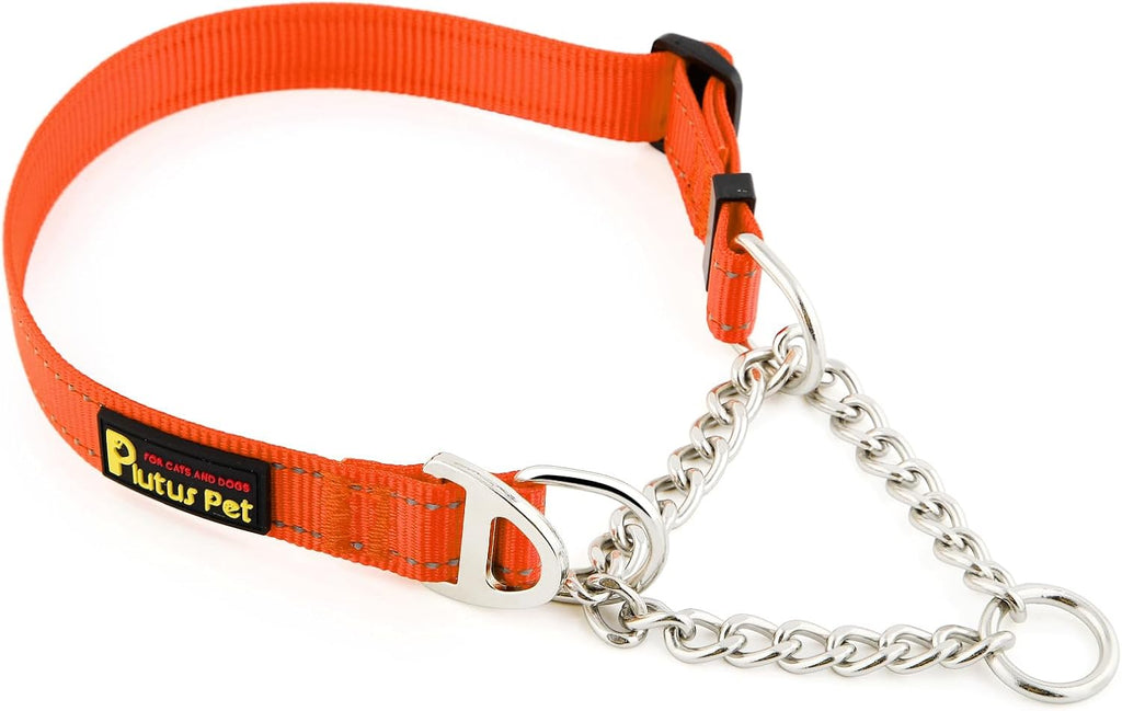 Plutus Pet Martingale Dog Collar with Stainless Steel Chain and Reflective Nylon, Adjustable No Pull Training Collar, for Small Medium, and Large Dogs, Black, M - Image 15